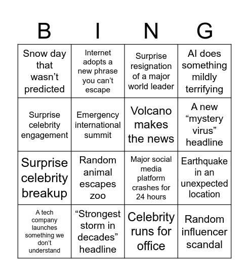 Can we make it through 2026??? Bingo Card
