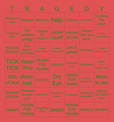 Grace modifers Bingo Card