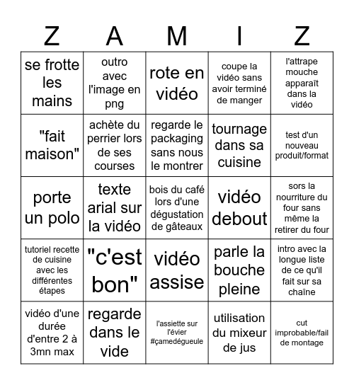 DÉGUSTATION 25 Bingo Card
