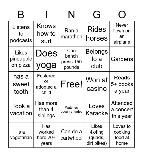 XCS BINGO Card