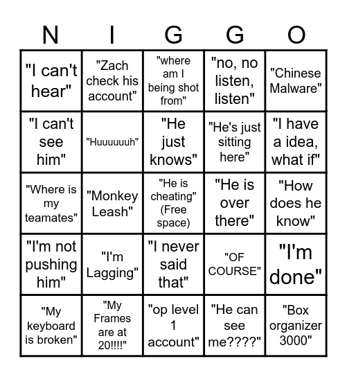 Bomber Bingo Card