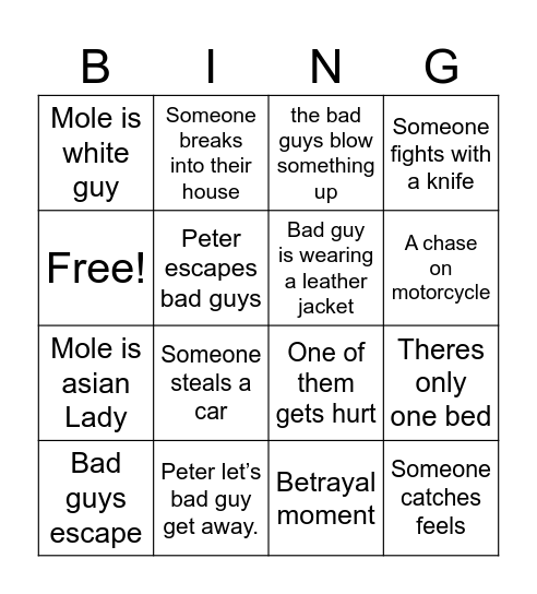 The Night Agent BING Bingo Card