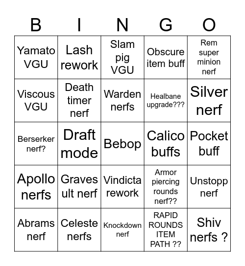 Shmeep Balancing 3/4 Bingo Card