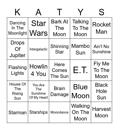 Full Moon Energy Bingo Card