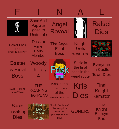 Deltarune Chapter 7 Bingo Card