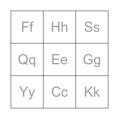 Alphabet Bingo Card