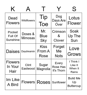 Flowers n Sunshine Bingo Card