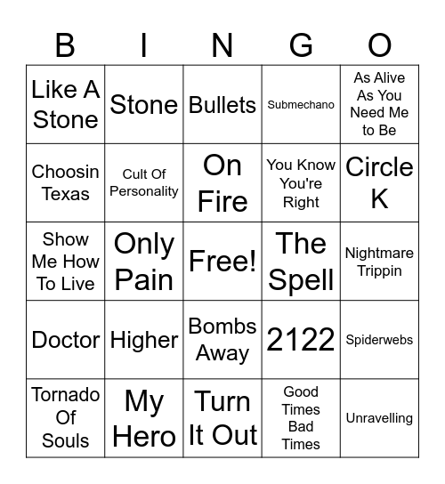 Music Farmer Jerry Likes Bingo Card