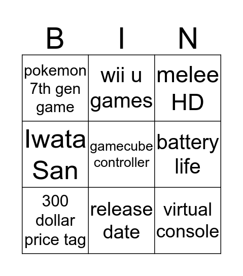 Untitled Bingo Card