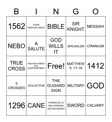 LADY KNIGHT'S BINGO Card