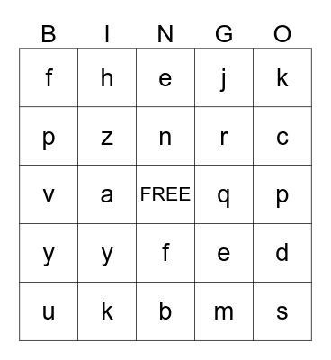Alphabet Bingo Card