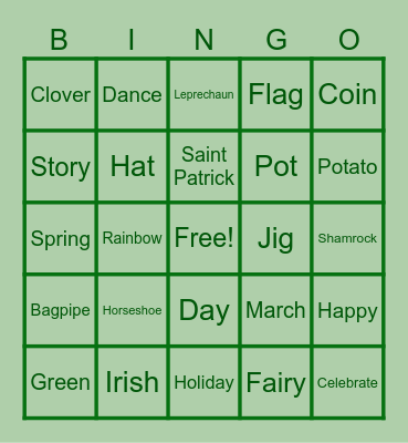 Saint Patrick's Day ASL Bingo! Bingo Card