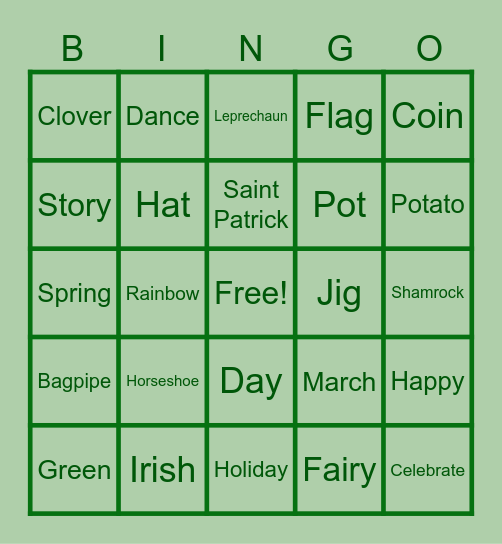 Saint Patrick's Day ASL Bingo! Bingo Card