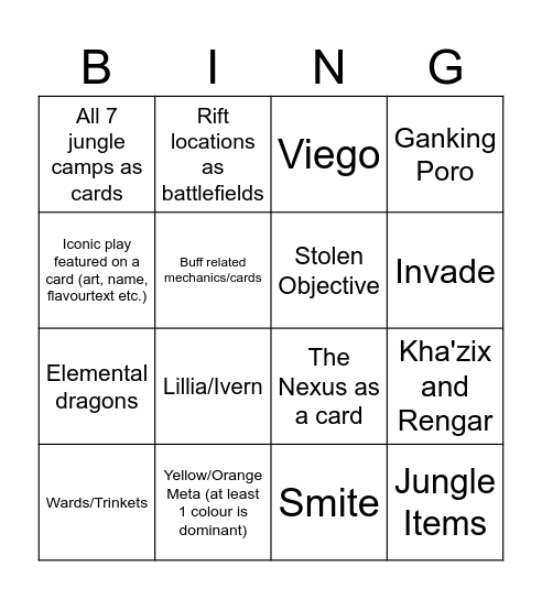 Unleashed bingo Card