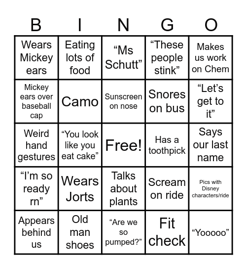 Mr.C Bingo! Bingo Card