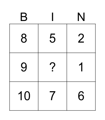 Number Bingo Card