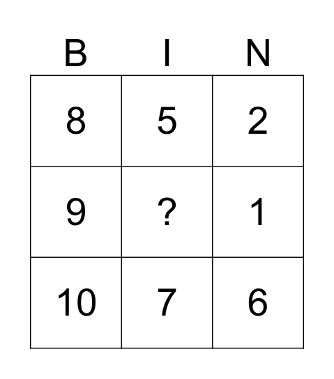 Number Bingo Card