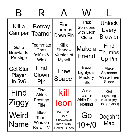 The Brawl Stars Bingo Board Bingo Card