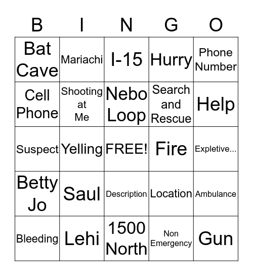911 Bingo Card