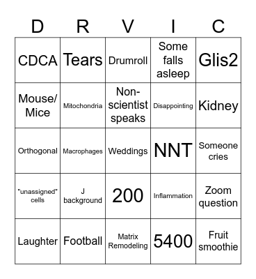 Defense Bingo Card