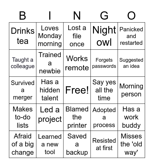 CHANGE Bingo Card