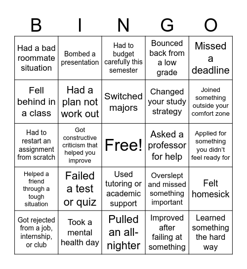Bounce Back Bingo! Bingo Card