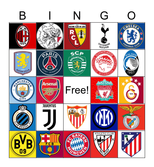 European Soccer Clubs Bingo Card