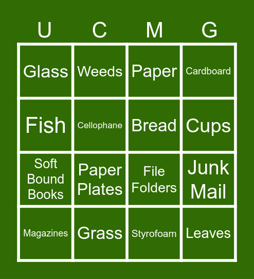 GREEN WASTE Bingo Card