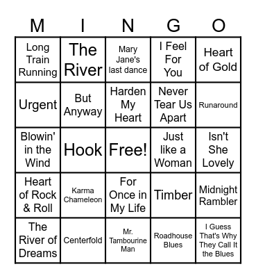 Rock the Harp Bingo Card