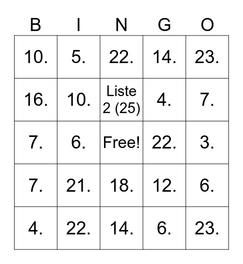 INTERRAIL Bingo Card