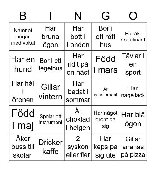 Lära känna Bingo Card