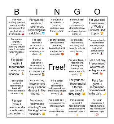 B20 L1 I recommend Bingo Card