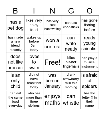 Find Someone who... Bingo Card