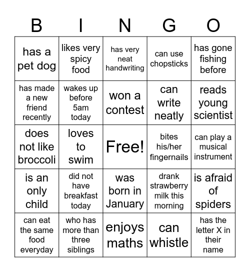 Find Someone who... Bingo Card