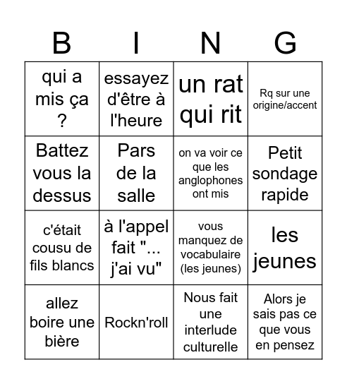 Roberto Bingo Card