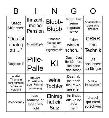 Gutekunst Bingo Card