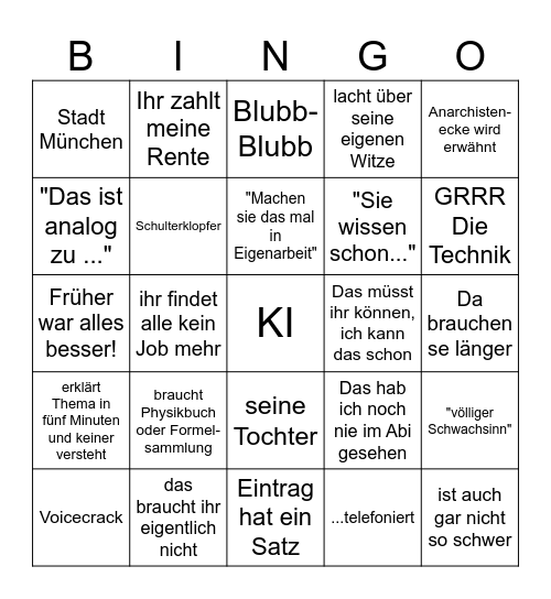 Gutekunst Bingo Card