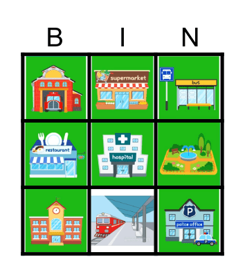 Places in town Bingo Card
