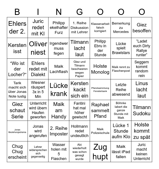 KFZ 231 Bingo Card