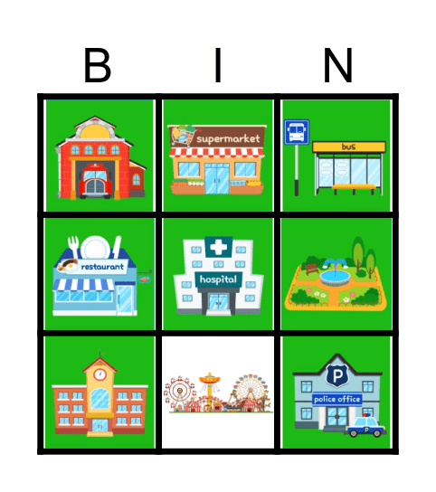 Places in town Bingo Card