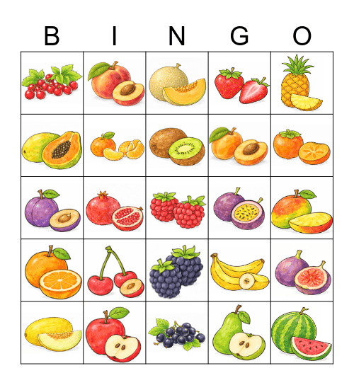Fruit Bingo Card