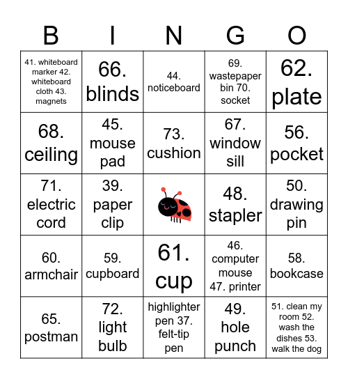 UNIT 4 BINGO Card
