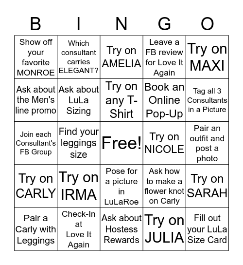 LuLa BINGO Card