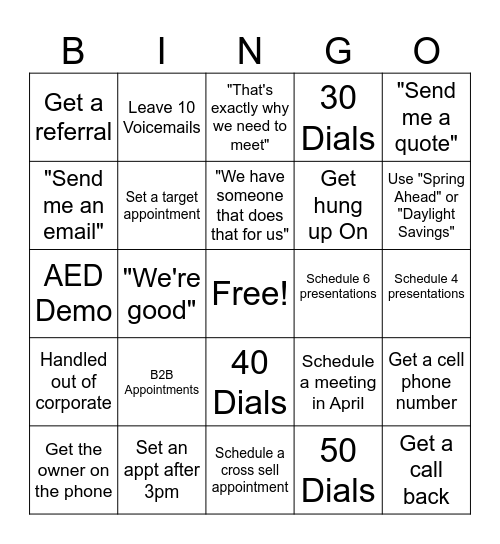 Phone Block Bingo Card