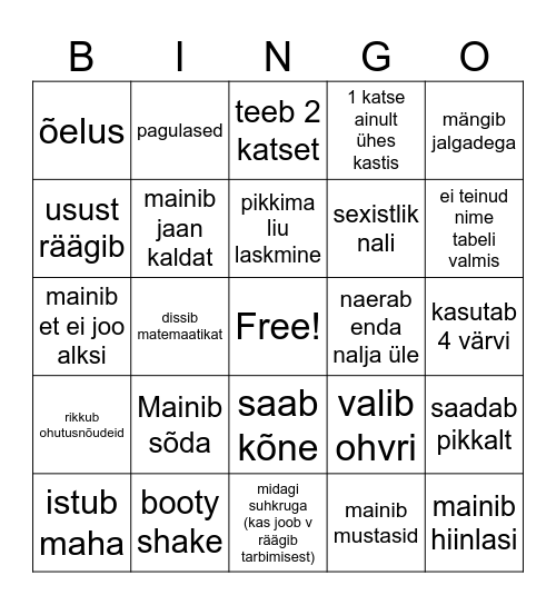 Eksperimentaalfüüsika Bingo Card