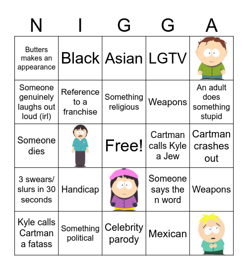 South Park Bingo Card