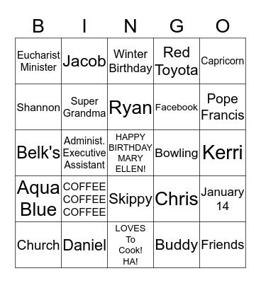 Mary Ellen's Birthday Bingo Card