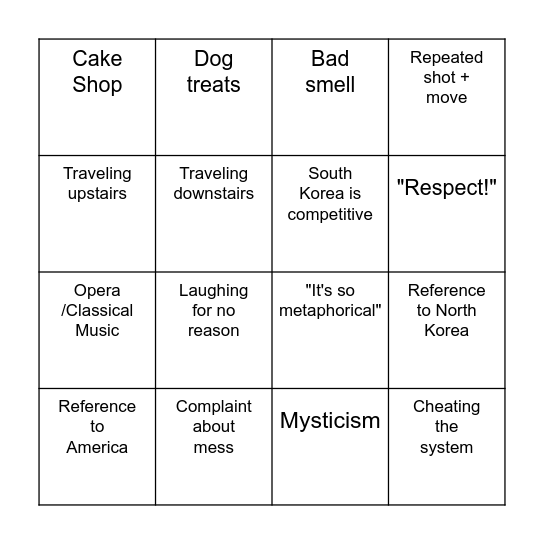 PARASITE BINGO Card