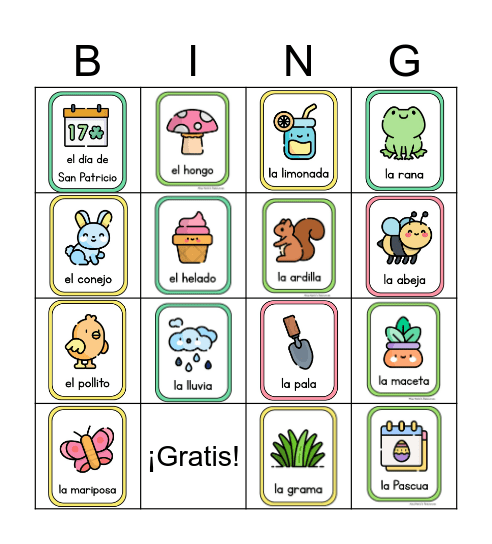 La primavera Bingo Card