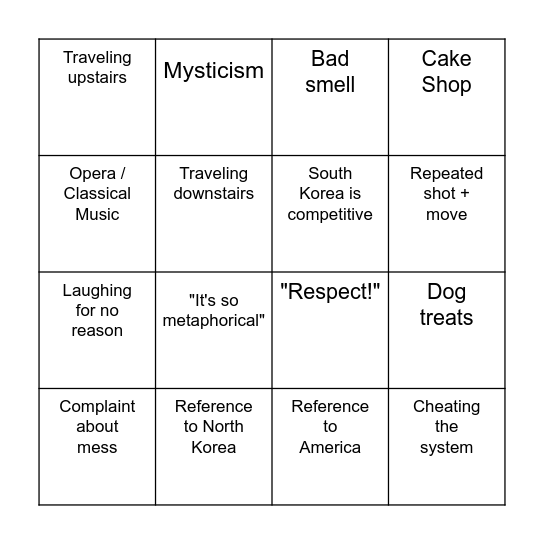 PARASITE BINGO Card